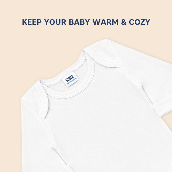 Hopop Baby 100% Cotton Soft & Warm Thermal Full Sleeves Romper Vest with Envelope Neck Design