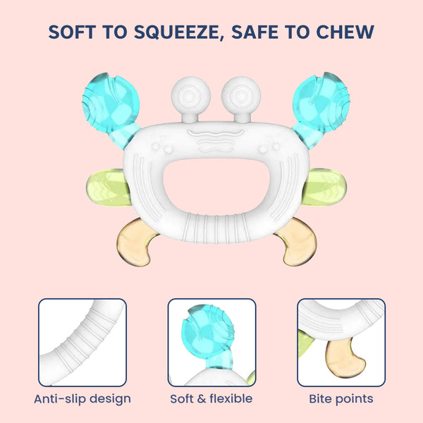 Hopop Silicone Baby Teether | Sensory Chew Toy for Gum Relief | Pack of 1- Assorted - Dezine Kids