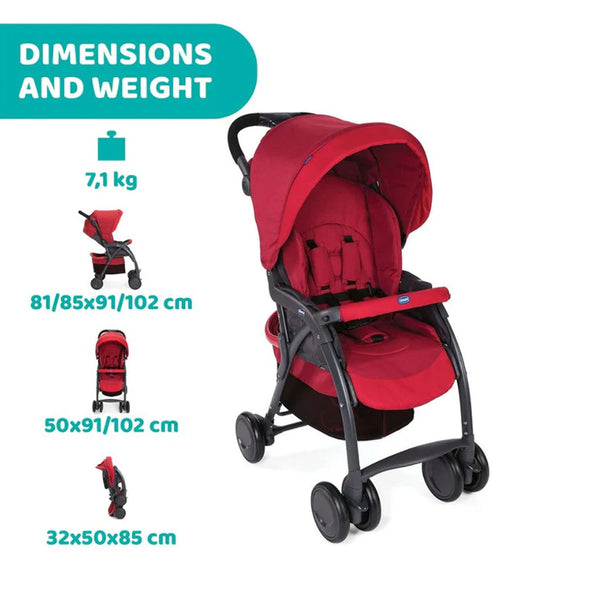 Chicco Simplicity Plus Stroller with Bumper Bar - Scarlet Red