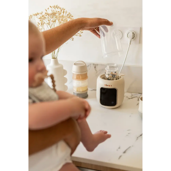 Beaba Multi Milk 5 in 1 Baby Bottle Warmer, Fast Steam Mode, Defrost & Baby Food Warmer with LED Display, Touch Screen & Adjustable Timer - Clay