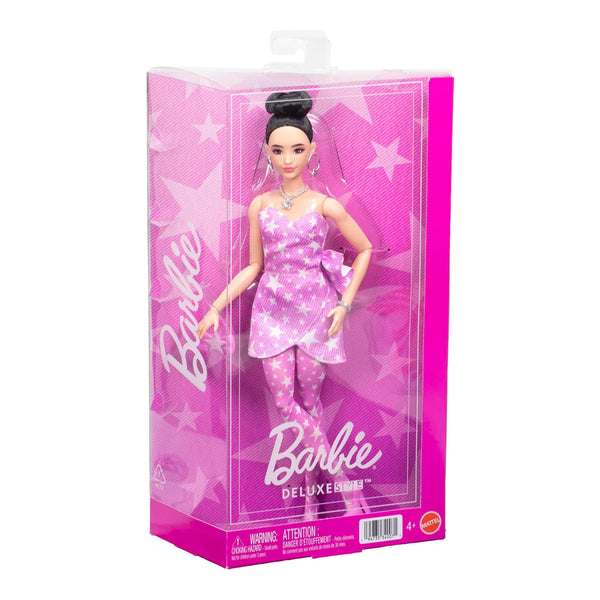 Barbie Deluxe Style Fashion Doll #11 in Pink Denim Star Print Dress