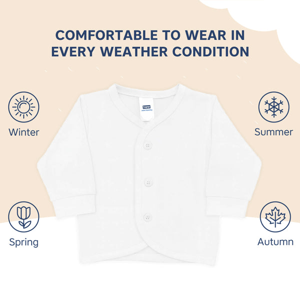 Hopop Front Open Full Sleeves Cotton Vest for Babies - Dezine Kids