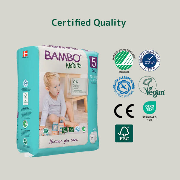 Bambo Nature Tape Diapers, Size 5, XL Size (11-17 Kgs) 22pcs - Dezine Kids