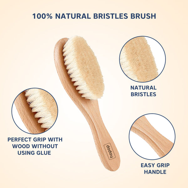 Hopop Natural Bristle Baby Wooden Brush & Comb Set - Dezine Kids