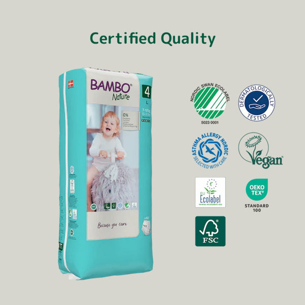 Bambo Nature Pant Style Diapers, Size 4, L Size (7-15 Kgs) 40pcs - Dezine Kids