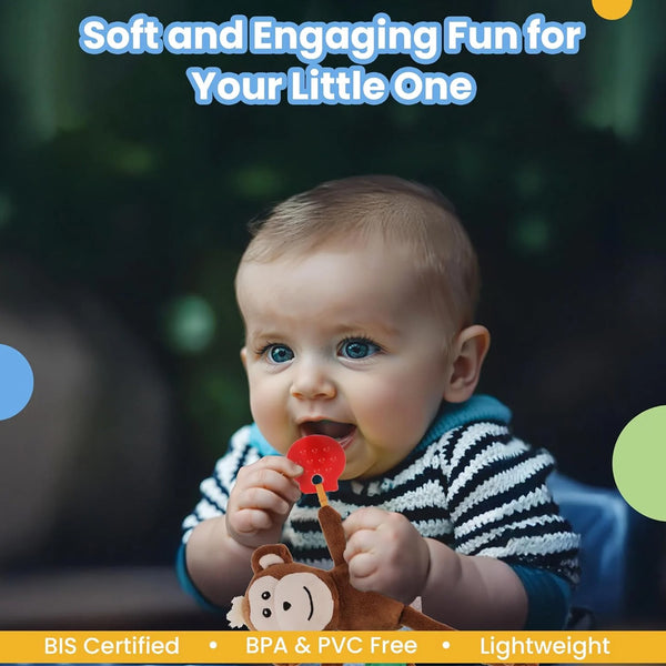 Nuluv Jittery Baby Toy, Vibrating Plush with Soft Fabric - Monkey