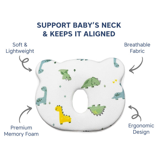 Hopop Memory Foam Baby Flat Head Shaping Pillow - Dezine Kids