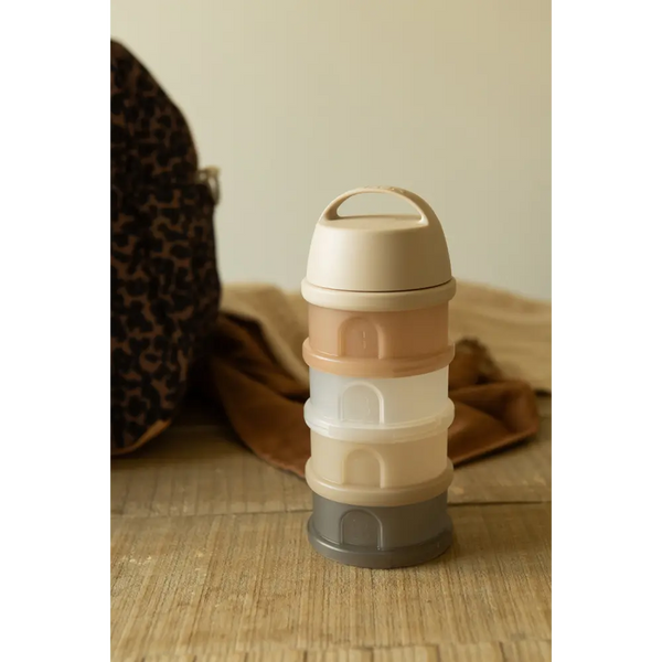 Beaba Stacked Formula Container, Airtight Multifunctional Storage Container, 4 Interchangeable Compartments, Microwave Safe - Clay