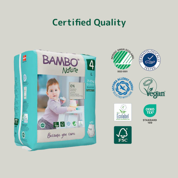Bambo Nature Pant Style Diapers, Size 4, L Size (7-15 Kgs) 20pcs - Dezine Kids