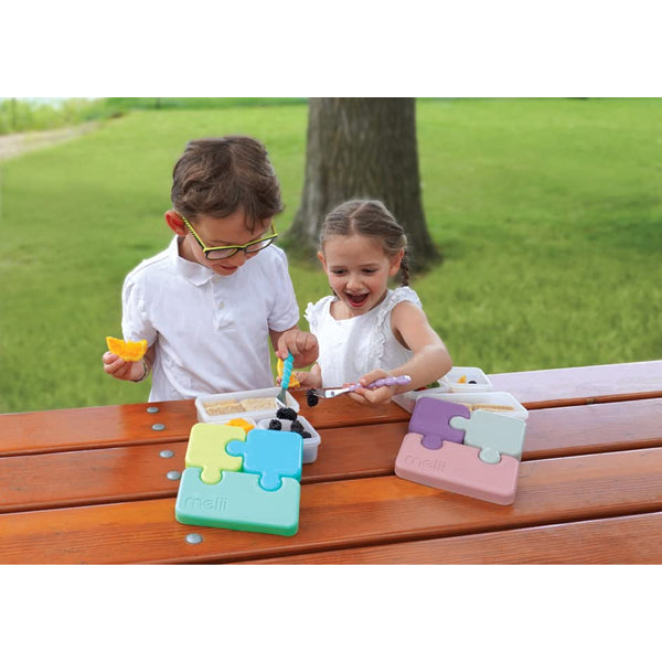 Melii Puzzle Container Airtight & Leakproof Microwave, Freezer & Dishwasher Safe - Purple, Grey & Pink