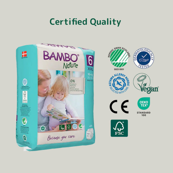 Bambo Nature Tape Diapers, Size 6, XXL Size (16+ Kgs) 20pcs - Dezine Kids
