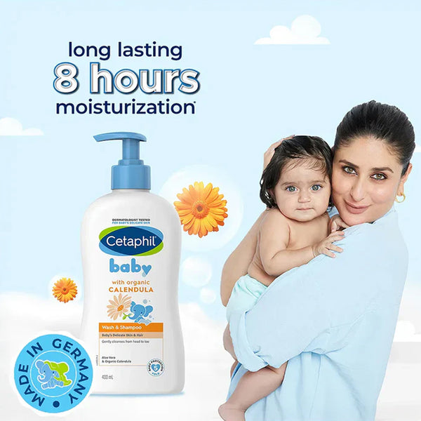 Cetaphil Baby Wash & Shampoo With Organic Calendula & Aloe Vera - 400ml