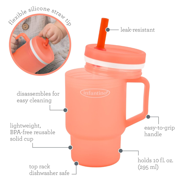 Infantino My 1st Tumbler Silicone 260ml - Pink - Dezine Kids