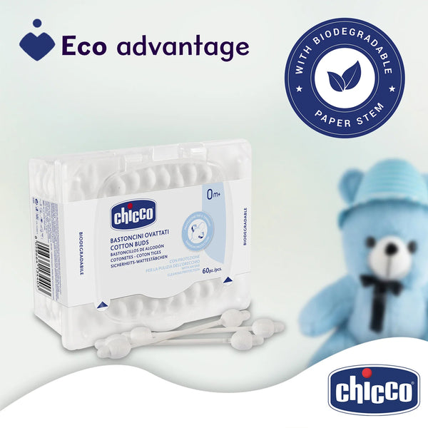 Chicco Cotton Buds With Ear Drum Protection - 90 Pcs