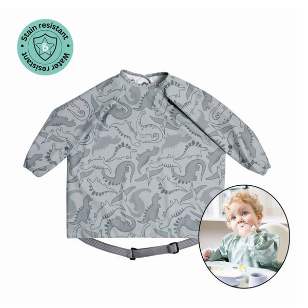 Bibado Long Sleeve Coverall Weaning Bib - Dino Roar Grey