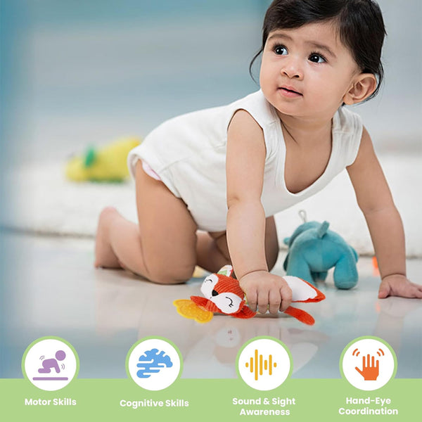 Nuluv Squirrel Soft Toy Teether, Squeaky Crinkle Squirrel Play Toy for Baby