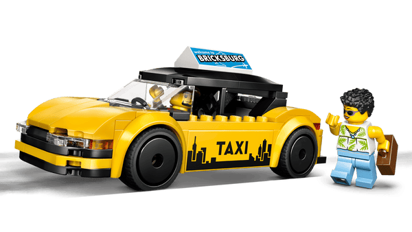 Lego City Yellow Taxi Model Car Kit with 2 Minifigures - Dezine Kids