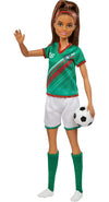 Barbie Soccer Doll, Brunette, #16 Uniform, Soccer Ball, Cleats, Socks - Dezine Kids