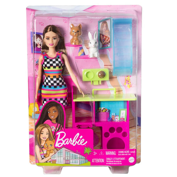 Barbie Doll and Pet Playhouse with 2 Pets Playset for Kids - Dezine Kids
