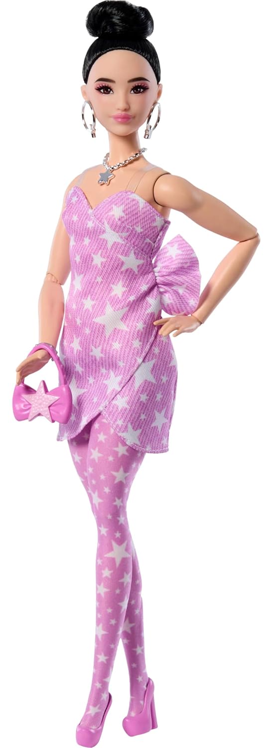 Barbie Deluxe Style Fashion Doll #11 in Pink Denim Star-Print Dress - Dezine Kids