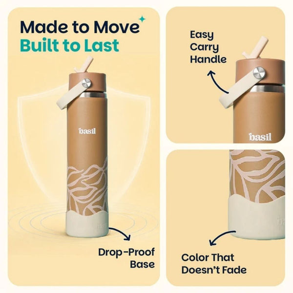 Basil Insulated Stainless steel Sipper with Carry Handle - Classic Dune