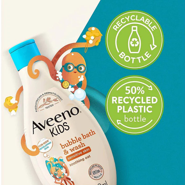 Aveeno Baby Kids Bubble Bath & Wash Enriched With Soothing Oat Extract - 250ml