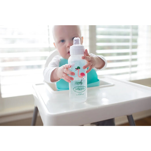 Dr.Browns Milestones Narrow Sippy Bottle (6m+) 8oz/250 ml - Flamingo - Dezine Kids