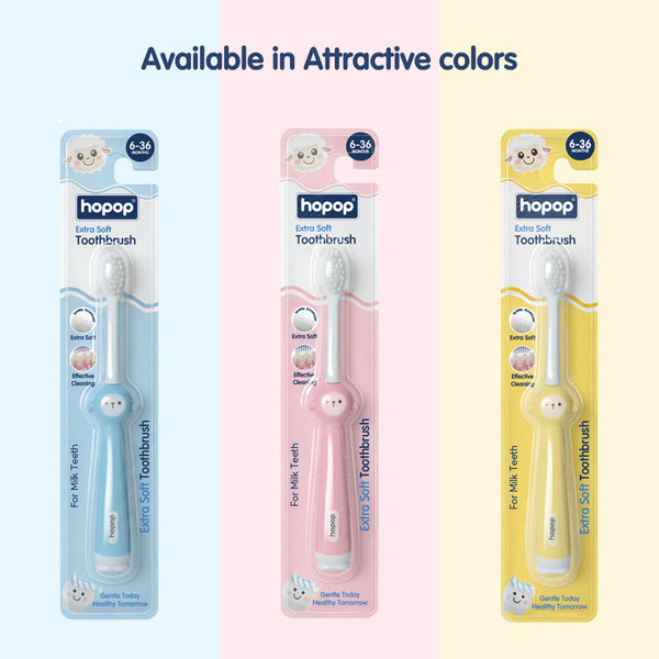 Hopop Soft Baby Toothbrush for Infants & Toddlers (6–36 Months) - Lama Design - Dezine Kids