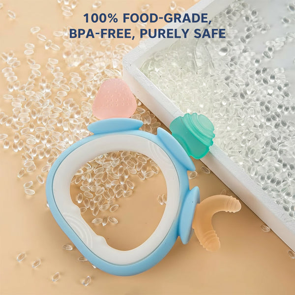 Hopop Silicone Baby Teether | BPA-Free Chew Toy | Pack of 1- Assorted - Dezine Kids