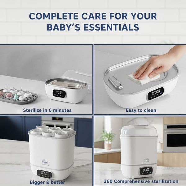 Hopop 2-in-1 Baby Bottle Sterilizer and Dryer – Fast Steam & Auto-Dry - Dezine Kids