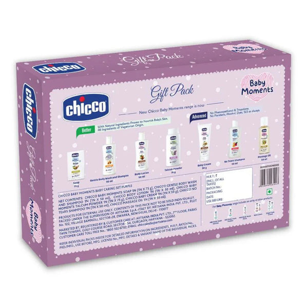 Chicco Baby Caring New Born Gift For Baby Shower & Baby Birthday, Pack of 7 - Purple