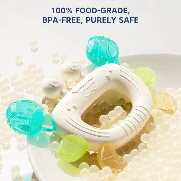 Hopop Silicone Baby Teether | Sensory Chew Toy for Gum Relief | Pack of 1- Assorted - Dezine Kids