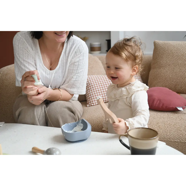 Beaba Silicone Suction Bowl, Non-Slip Baby Feeding Bowl, Ergonomic Design, Supple and Unbreakable Silicone BPA-Free - Pebble