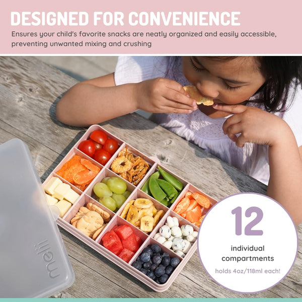 Melii Snackle Box, Food Jar 12 Compartments BPA Free - Pink