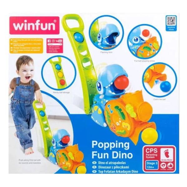 Winfun Popping Fun Dino PushAlong Toy with Ball Popping Action