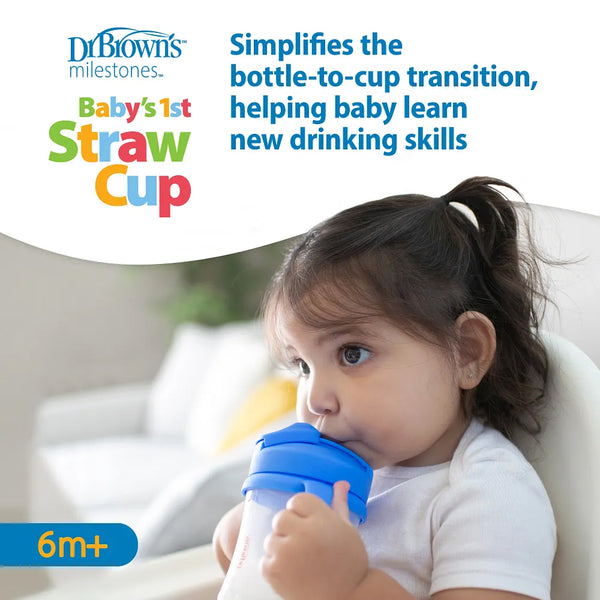 Dr.Browns Milestones Baby’s First Straw Cup - Blue Bear - Dezine Kids