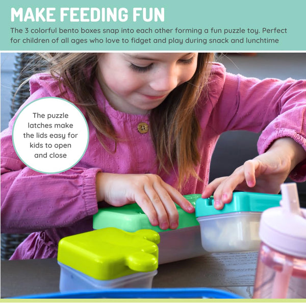Melii Puzzle Container Airtight & Leakproof Microwave, Freezer & Dishwasher Safe - Lime, Mint & Blue