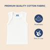 Hopop Baby 100% Soft & Stretchable Cotton Sleeveless Vest – Envelope Neck, White, Extra Breathable - Dezine Kids