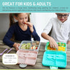 Melii 2 Tier Bento Lunch Box With 6 Compartments Includes Spoon & Fork - Blue, Mint & Lime