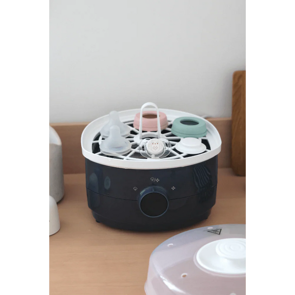 Beaba 2 in 1 Baby Bottle Sterilizer and Dryer, 8 Min Steam Sterilization, 3 Modes Sterilize, Dry or Both, Capacity for 6 Bottles -Night Blue