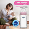 Chicco Well Being Glass Feeding Bottle for 2m+ 240ml Medium Flow - Pink