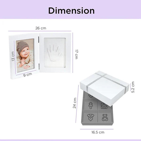 Dooky Gift Set Handprint Double Frame And Memory Box - White
