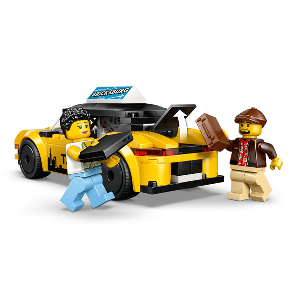 Lego City Yellow Taxi Model Car Kit with 2 Minifigures