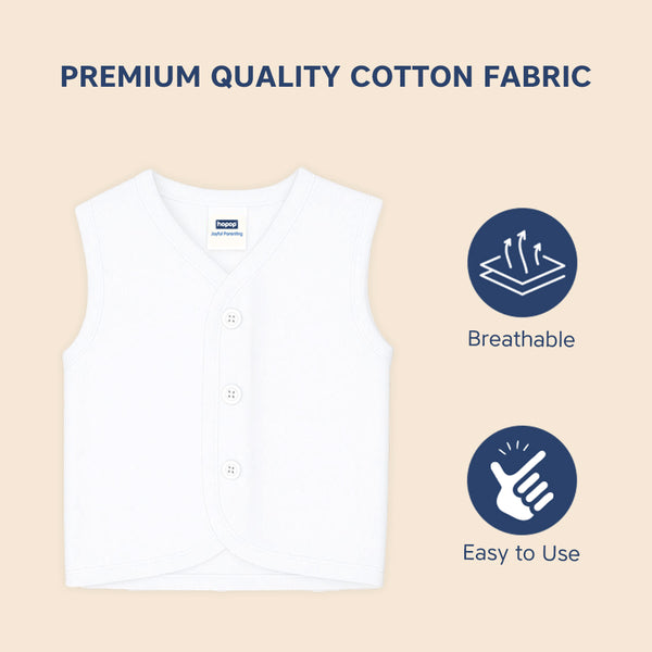 Hopop Front Open Sleeveless Cotton Vest for Babies - Dezine Kids