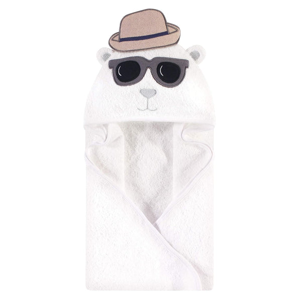 Hudson Baby Animal Face Cotton Hooded Towel, Size 30in x 30in - Handsome Bear - Dezine Kids