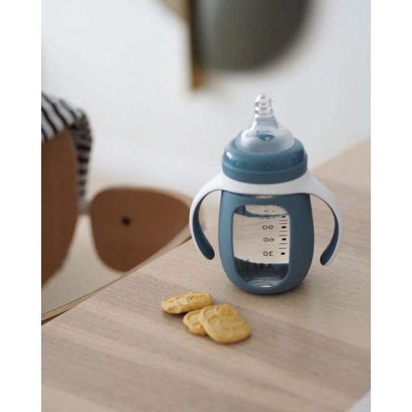 Beaba Glass Bottle With Sleeve, 210 ml - Windy Blue