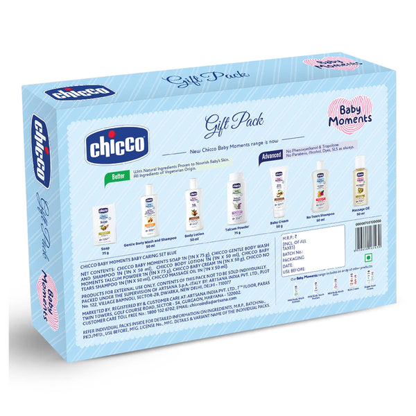Chicco Baby Caring New Born Gift For Baby Shower & Baby Birthday, Pack of 7 - Blue