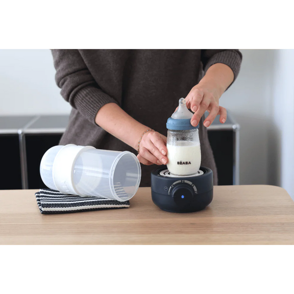 Beaba Baby 3 in 1 Bottle Warmer, Ultra Fast, Reheats Milk, Baby Food, Compact Design - Night Blue