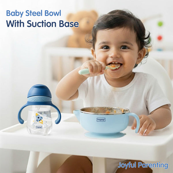 Hopop Baby Stainless Steel Bowl with Lid & Suction Base - Dezine Kids