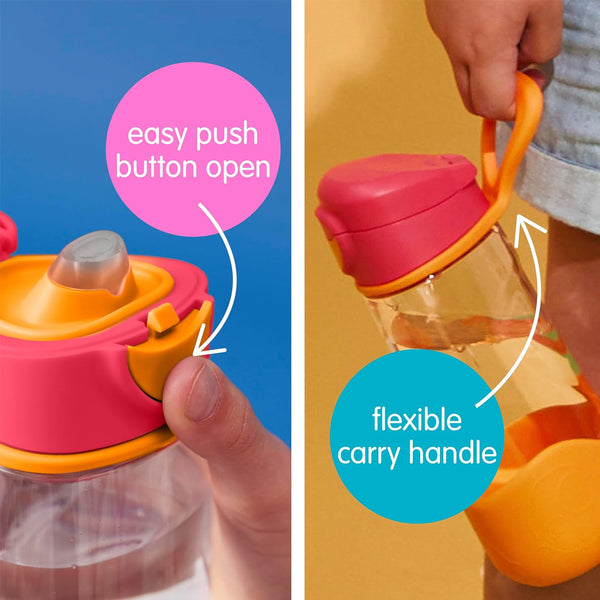 B.Box Tritan Sport Spout Bottle for Kids, 600 ml - Strawberry Shake Pink Orange